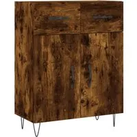 vidaXL Sideboard Räuchereiche 69,5x34x90 cm - Moderne Kommode aus Holzwerkstoff mit stabilen Metallbeinen, bietet viel Stauraum und schützt Ihre Sachen hinter praktischen Türen.