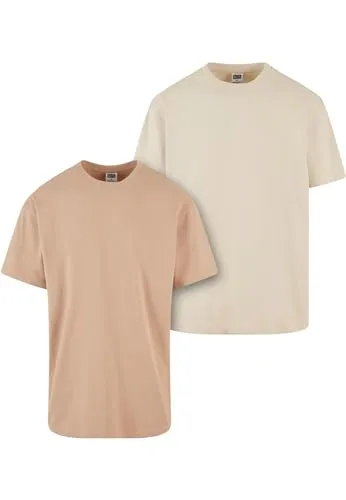 Urban Classics Herren T-Shirt Heavy Oversized Tee 2-Pack, 2er Pack Oversized T-Shirt für Männer, Baumwolle, Unionbeige+Sand, 5XL