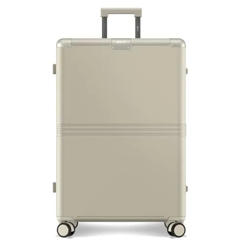 ONYX Hybrid-Pro Koffer Groß 75x48x32 cm, Leichter 5,2kg Hartschalen-Koffer mit TSA-Schloss Aluminiumverschluss und leisen 360°-Rollen, 100L Polycarbonat Reise-Koffer XL, Ivory White