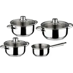 Kochtopf-Set 7-tlg. aus Edelstahl mit Glasdeckel von Hi