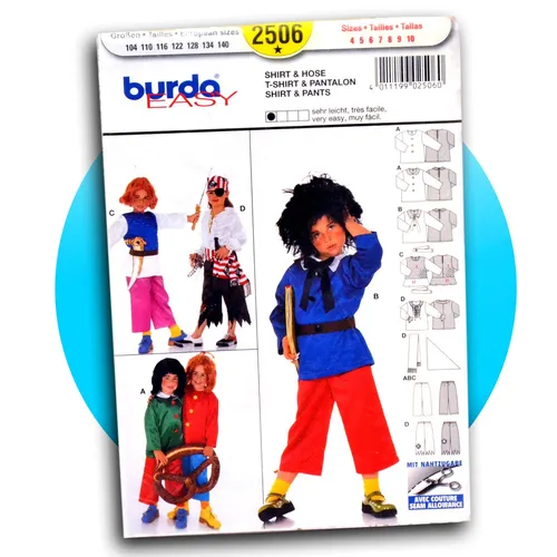 Burda Schnittmuster Shirt & Hose Faschingskostüm Papierschnitt 2506