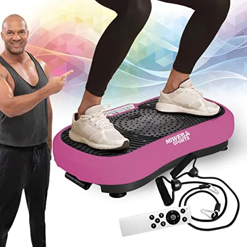 Miweba Sports Fitness 2D Vibrationsplatte MV100 - Pink, 3 Jahre Garantie - Vibrationsplatte mit 250 Watt, 3 multidimensionalen Vibrationszonen und Bluetooth-Musikwiedergabe für effektives Fitnesstraining und Fettverbrennung zu Hause.