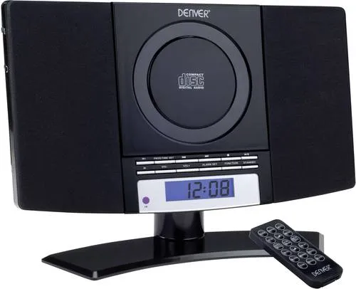 Denver Musik-Center - Vertikaler CD-Player mit LCD-Display, AUX-In, Wandhalterung und Weckerradio für vielseitigen Musikgenuss