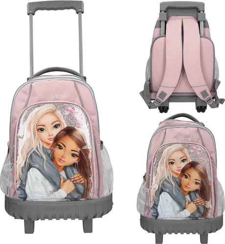 TOPModel Schulrucksack Trolley MY BFF - Stylischer Schulranzen mit integriertem Trolley, glitzerndem Design und praktischem Stauraum: Ideal für Schule und Freizeit, mit leichtgängigen Rädern und verstellbaren Schultergurten.
