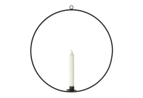 Spetebo Kerzenhalter Metall Stabkerzen Halter Ring 40 cm - schwarz (Packung, 1 St., Ring mit Haltevorrichtung), Hänge Tafel Stab Kerzen Halter rund groß zum Aufhängen