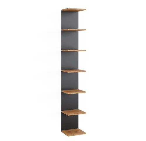 Vicco Bücherregal Paolo, Anthrazit/Goldkraft Eiche, 30 x 190 cm - Bücherschrank mit 6 Ablageflächen, ideal für platzsparende Lösungen und modernes Design in Ihrem Wohnraum.