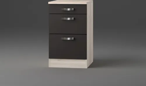 Küchen Schubladenunterschrank mit Arbeitsplatte Faro U536-9 in anthrazit 50 cm breit
