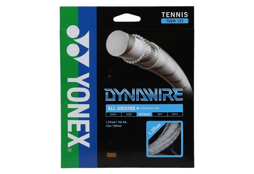 Yonex Tennissaite Dynawire 1.25mm (Touch+Haltbarkeit) weiss/silber 12m Set, Saitendicke: 1.25