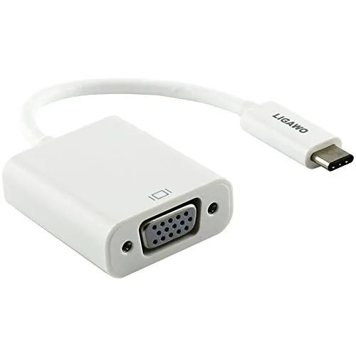 Ligawo 6518948 USB 3.1 Typ C Stecker zu VGA Buchse Adapter | Win 10 / Mac OS ab 10.2 / Linux / Google Chrome OS | - weiß