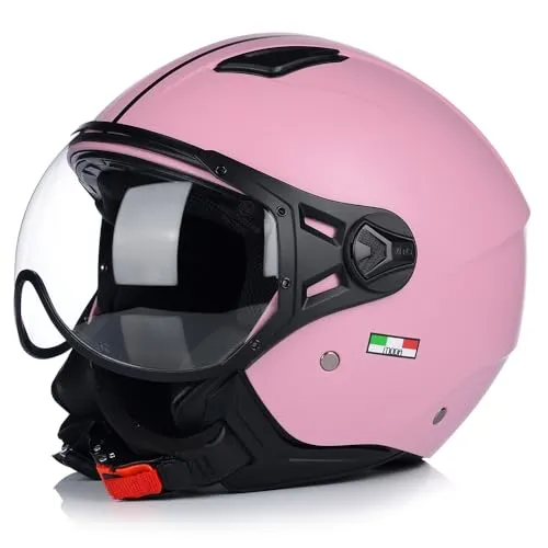 Jet Helm Mopedhelm | VITO Moda | Damen | Jethelm mit Visier | ECE 22.06 Zertifiziert | Motorradhelm (XS (53-54cm))