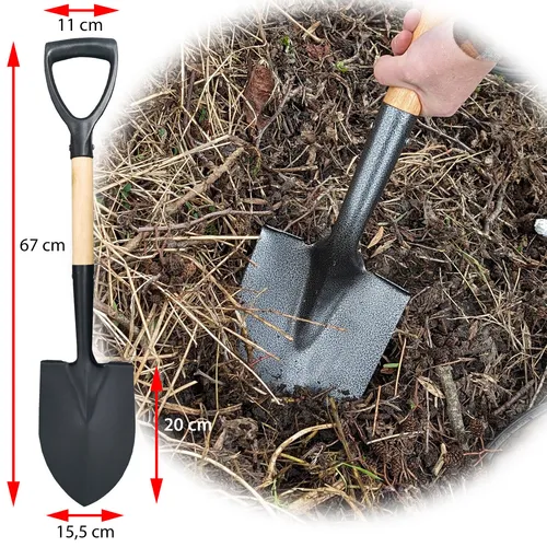 Mini Schaufel Garten Grabe Spitz Spaten Schaufel Stahl Trittkante D-Griff 67cm