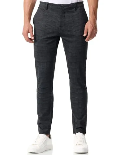 JEFF Herren JFOliver Chino Stoffhose mit 4 Taschen | Chinohose Herrenhose Stretch Hose Check, 34/32