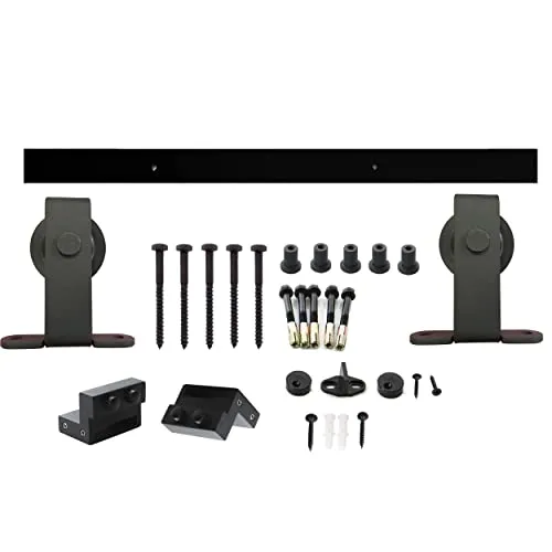 Intersteel Schiebetürsystem 200 cm Basic Top Schwarz - Türsicherungen: Platzsparendes System für Schiebetüren, max. Tragkraft 100 kg, geeignet für Türstärken von 38-40 mm, inkl. 10 Jahre Funktionsgarantie.