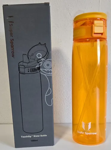Sparrow – Trinkflasche 1L – Tritan Wasserflasche – Strohhalm – Sport (1025 E3+)