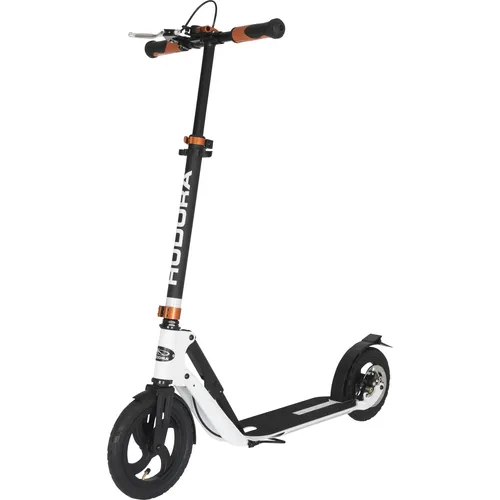 HUDORA BigWheel Air 230 Scooter - Tretroller mit Handbremse, stabiler Aluminium-Roller bis 120kg, höhenverstellbar und klappbar für maximalen Fahrspaß