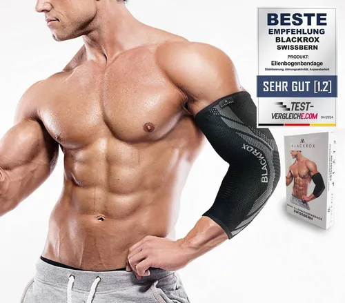 BLACKROX Ellenbogenbandage [Vergleichssieger 2024] - Bandagen für Damen und Herren, ideal zur Schmerzlinderung bei Tennis- und Golferellenbogen, in den Größen S-XL erhältlich.
