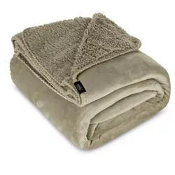 Wohndecke TEDY warme Decke für Herbst & Winter, Eurofirany, Teddy-Fleece, kuschelige Sofadecke, Sesselschoner, Extra weich beige|gelb 150 cm x 200 cm