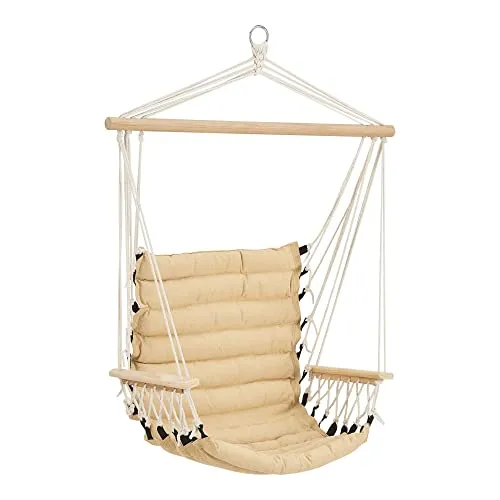 [en.casa] Hängesessel Bariloche - Robuster Hängestuhl für drinnen und draußen - Hängesessel für Innen und Außen mit Armlehnen, ideal zum Entspannen. Belastbarkeit bis 100 kg, universell zu befestigen. Hochwertige Materialien für ein angenehmes Lebensgefühl.