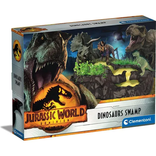 Clementoni Jurassic World Dinolandschaft 19206 T-Rex Triceratops - Dinosaurier-Spielset für Kinder von 5-11 Jahren, fördert kreatives Spielen und die Fantasie in einer aufregenden Dino-Welt.
