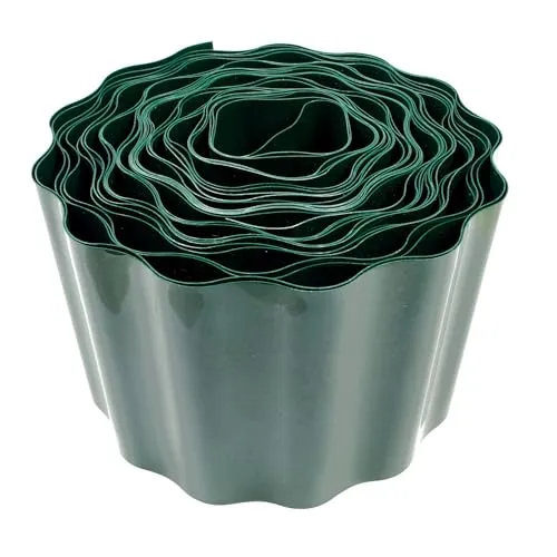 Jardinion 9m Rasenkanten, Beeteinfassung, Beetumrandung Breite 15cm Grün, Wurzelsperre, Umrandung Rasen oder Gartenbeet, breiter Anwendungsbereich