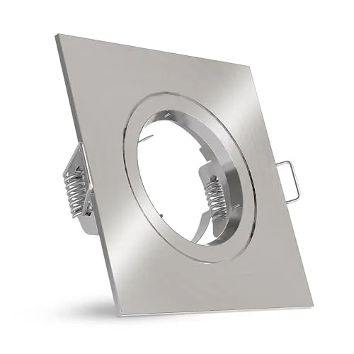 linovum® Einbaustrahler Rahmen eckig Edelstahl Optik gebürstet starr inkl. GU10 Fassung für LED oder Halogen