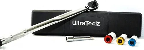 210Nm Drehmomentschlüssel Set 5 tlg. mit Verlängerung - Drehmomentschlüssel für präzise Anwendungen bis 210 Nm, ideal für Auto- und Maschinenmechanik. Robuste Verarbeitung und benutzerfreundliche Handhabung garantieren perfekte Ergebnisse.