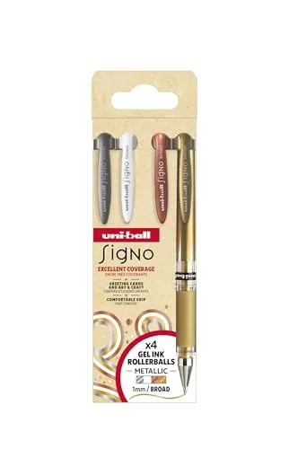 Uni-ball Gel-Rollerball Signo Broad UM-153 4P Set NO1, 1,0 mm, verschiedene Farben