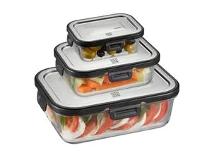 Gefu Frischhaltedosenset - Auslaufsicher und hitzebeständig - Vorratsdosen aus Glas, 0,4 L, mikrowellengeeignet und ideal zum sicheren Aufbewahren von Lebensmitteln.