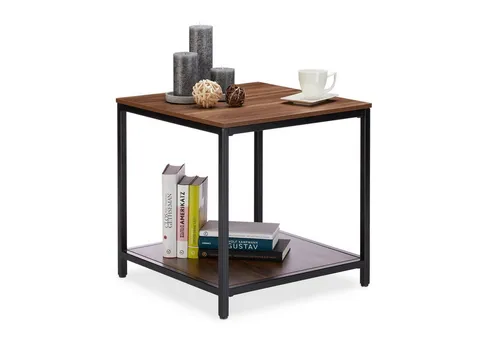Moderner Beistelltisch Holz mit Metallgestell - Stilvoller Ablagetisch aus pflegeleichtem MDF, ideal für Wohnzimmer oder Schlafzimmer, Maße: 51x50,5 cm, robust und elegant.