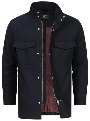 JEFF Herren JFAntoine Twill Mantel mit Stehkragen aus 100% Baumwolle | Wintermantel für Männer in Schwarz, 3XL - Hochwertiger Herrenmantel aus 100% Baumwolle für besten Tragekomfort. Windabweisend und mit praktischen Taschen ausgestattet. Zeitloses Design für stilvolle Auftritte in der kalten Jahreszeit.