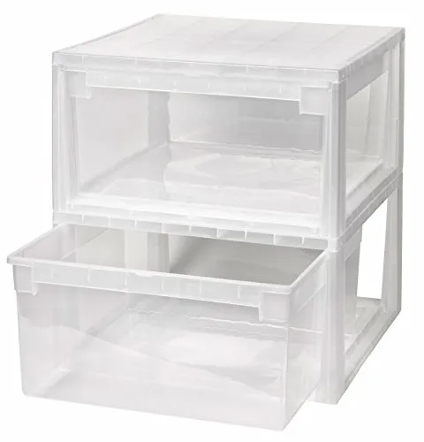 Schubladenbox L 2 x - Vielseitige Aufbewahrungslösung - Boxen für jedes Zimmer, zweiseitig bedienbar, stapelbar und aus hochwertigem Kunststoff gefertigt. Ideal zur Aufbewahrung in Arbeitszimmer, Küche, Schlafzimmer und mehr.