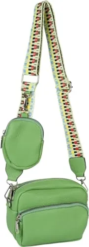 styleBREAKER Damen Umhängetaschen Set 2-Teilig - Modisches Umhängetaschen Set mit abnehmbarem gemustertem Schultergurt und ovaler Börse, ideal für vielseitige Styles und praktische Nutzung.