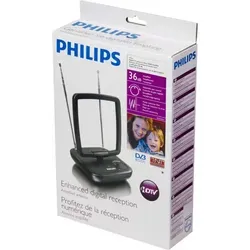 Philips SDV5120 Antenne - DVB-T/T2-Antenne mit Dipol und Tellerdesign, ideal für HDTV und Radioempfang im Innenbereich, platzsparend auf dem Tisch.