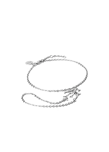 Purelei® Coral Cove Handkette – Elegantes Armband mit Korallenanhänger & Fingerkette – Zirkonia, 18K vergoldet, Edelstahl – Länge 20/21,5/23 cm – Wasserfest (Silver)