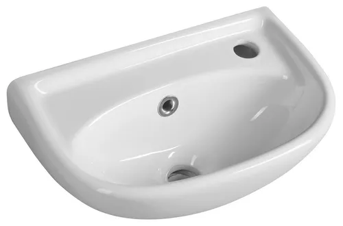 Keramik-Waschtisch 40x25cm – Weiß - Elegantes Badezimmerwaschbecken aus Keramik, 1 Armaturloch, mit Überlauf. Ideal für kompakte Räume, bietet eine stilvolle und praktische Lösung für Ihr Badezimmer.