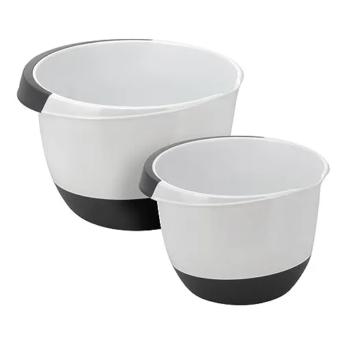 Mojawo Mixschüssel Rührschüssel Schüssel Teigschüssel Antirutsch Stoppboden spülmaschinenfest Plastik 3,5L,5L,1,5L, 2L, Größen:3.5L + 2L (2'er Set)