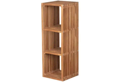 Teakholz Outdoor-Regal mit 3 Fächern - Braun - Praktisches Teakholz Outdoor-Regal mit 3 Fächern – ideal für Garten und Terrasse. Die natürliche Holzoptik und robuste Bauweise bieten eine stilvolle Ablage für Pflanzen und Zubehör. Maße: 40 x 40 x 120 cm.