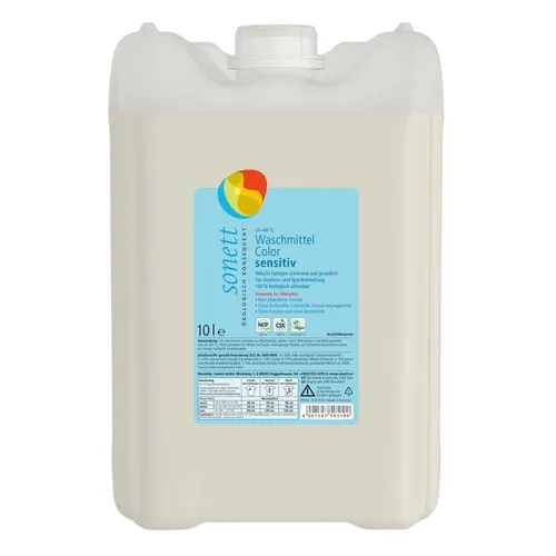 Sonett Waschmittel Color Sensitiv 10L - Waschmittel für bunte Textilien, energiesparend und duftfrei. Ideal für Allergiker, 100% biologisch abbaubar und ohne petrochemische Inhaltsstoffe.