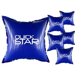 QUICK STAR 6 Stück Poolkissen Eckig 120x120 cm Blau - Luftkissen aus robustem 0,44 mm PVC, ideal für den Winterschutz von Pools. Mit Sicherheitsventil, 4 Seilen und 2 Reparatursets – schützt vor Frostschäden und Wasseransammlungen.
