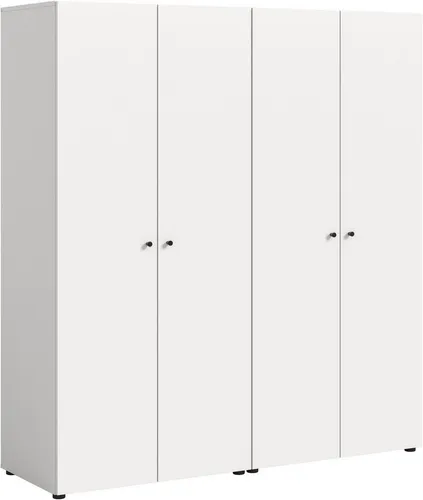 Home affaire Kleiderschrank BILLINGS, 4-türig, 160 cm, weiß - Geräumiger Kleiderschrank BILLINGS für eine ordentliche Aufbewahrung deiner Kleidung. Mit 2 Kleiderstangen und 2 Ablageböden bietet er viel Platz. Ideal für eine moderne Einrichtung mit praktischen Türen, die unabhängig geöffnet werden können.