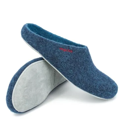 Magicfelt Filz-Hausschuh AP 701 aus Merino-Wolle | Bequeme Pantoffeln für Damen & Herren in Dark Petrol, Größe 42 - Damen-Hausschuhe aus 100% Merinowolle, gefertigt in Österreich. Anatomisch geformt für optimalen Komfort und ein gesundes Fußklima.
