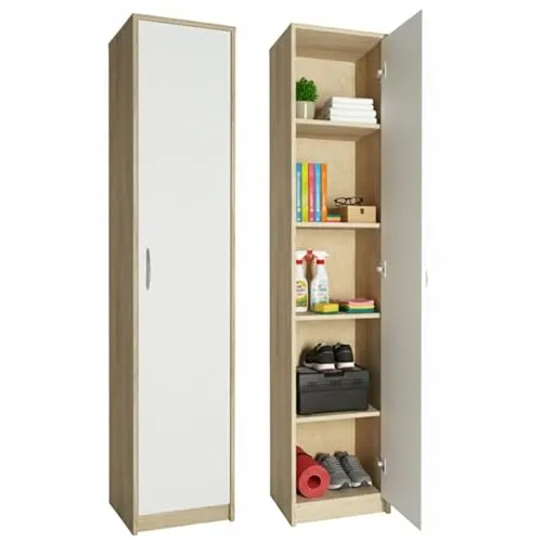 Home Collective Regal mit 5 Ebenen - Regal in mattem Finish, 39 cm breit, mit 4 Einlegeböden und 1 Tür – ideal für Ordnung und Stauraum in jedem Raum.