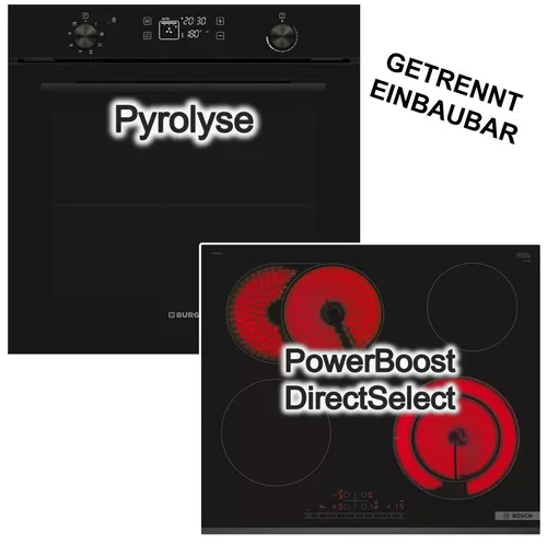 VESTEL Backofen-Set 78L mit Pyrolyse und Bosch Elektrokochfeld