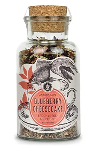 Ankerkraut Blueberry Cheesecake Früchtetee, loser Tee zum Aufbrühen, ergibt ca. 8 Liter Tee, zuckerfrei, 85 g im Korkenglas