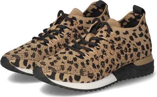 La Strada Damen Schnürer Beige mit Leo-Muster, Größe 38 - Stylische Low Sneaker in trendigem Animal-Design mit rutschhemmender, flexibler Laufsohle und herausnehmbarem Wechselfußbett für hohen Tragekomfort – ideal für jeden Anlass.