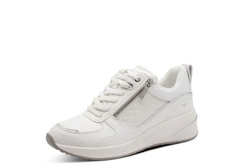 Tamaris Keilsneaker mit Außenreißverschluss in Silber-Weiß – Größe 41 - Sportlicher Halbschuh mit 4,5 cm Keilabsatz und veganer Verarbeitung. Ideal für einen lässigen Look und hohen Tragekomfort.