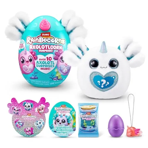 Rainbocorns Axolotlcorn Surprise (ICEPUFF) – Plüschspielzeug zum Sammeln - Brüte dein magisches Ei aus und entdecke dein Axolotl! Mit zehn Überraschungen für grenzenlosen Spielspaß. Sammle alle sechs Figuren und erlebe fantastische Abenteuer!