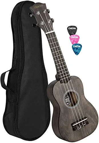 Cascha Sopran Ukulele Schwarz - Sonstige Zupfinstrumente mit hochwertigem Klang, ausgestattet mit Aquila Saiten und inklusive Gigbag für optimalen Schutz.