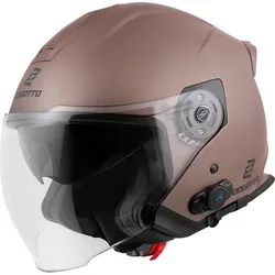 Bogotto H586 BT Solid Bluetooth Jethelm, braun matt, S - Stylischer Jethelm mit Bluetooth 4.0 für klare Kommunikation. Integriertes Sonnenvisier, kratzfestes Visier und belüftetes Design sorgen für Komfort und Sicherheit auf der Straße.