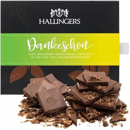 Hallingers Genuss Manufaktur Vollmilch Edel-Schokolade mit Macadamia-Nougat - handgemacht, alkoholfrei